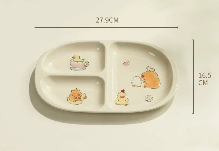 Hand-Painted Ceramic Lunch Tray (Capybara)
