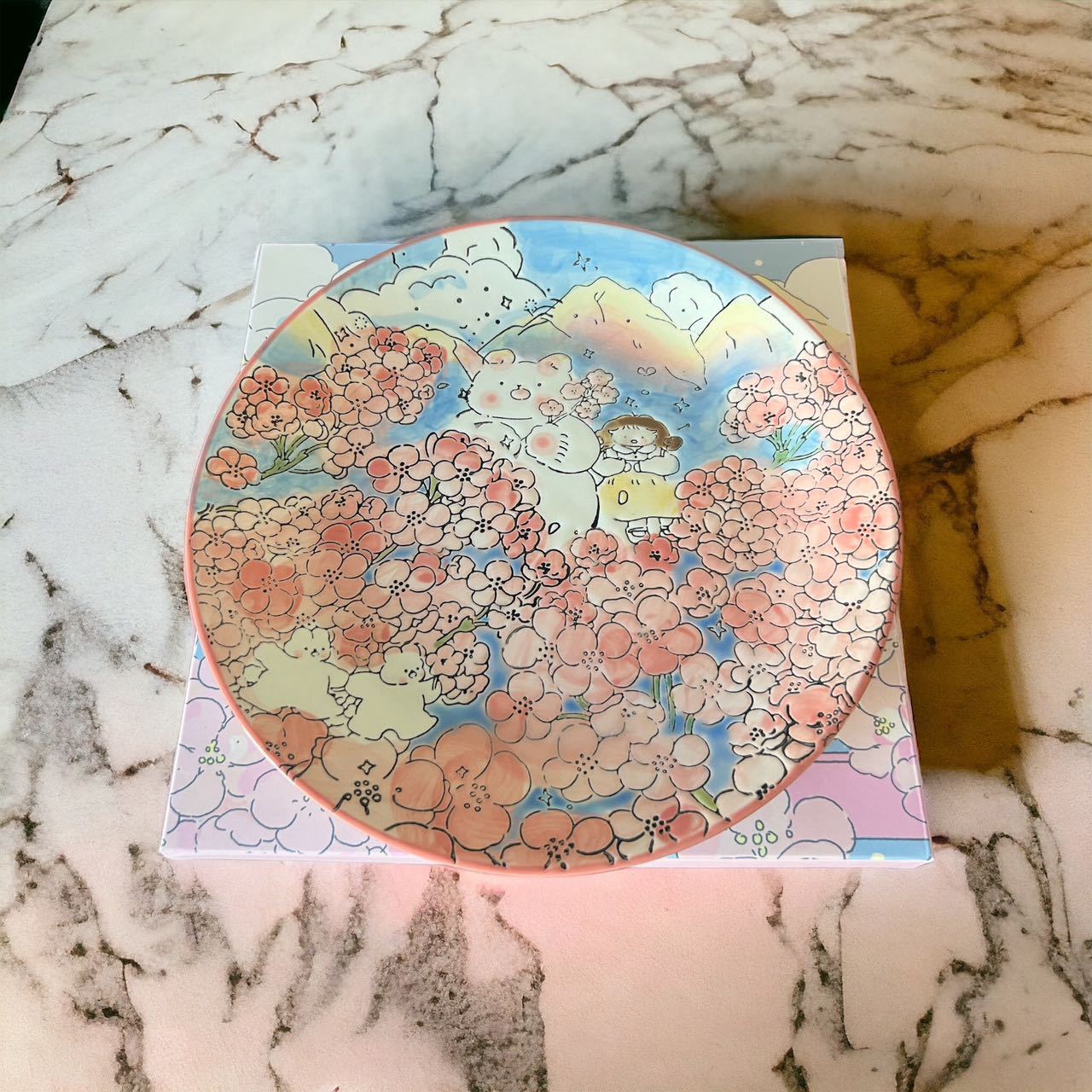 Hand-Painted Ceramic Plate (Sakura)