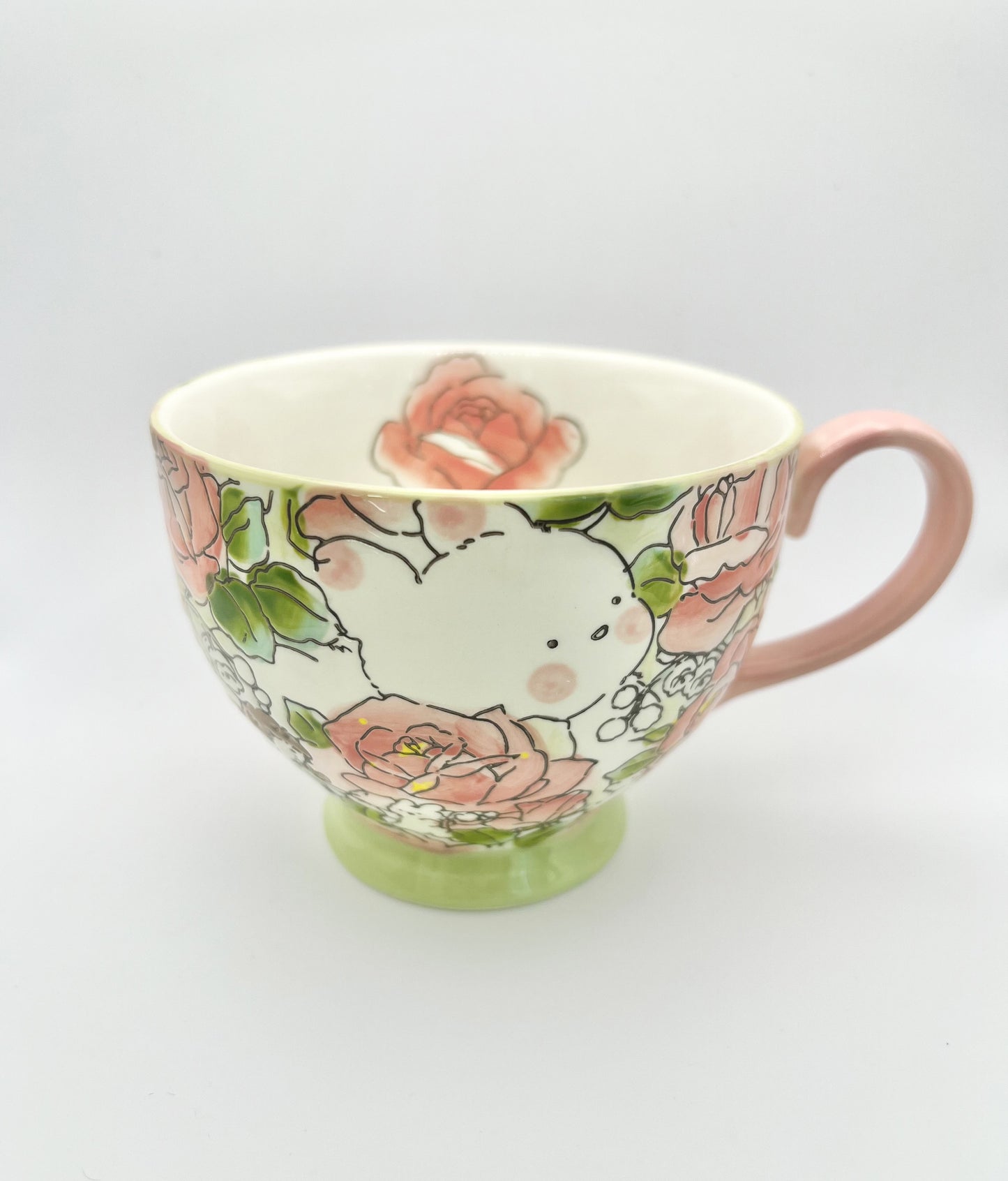 Hand-Painted Ceramic Cup (Rose Red)