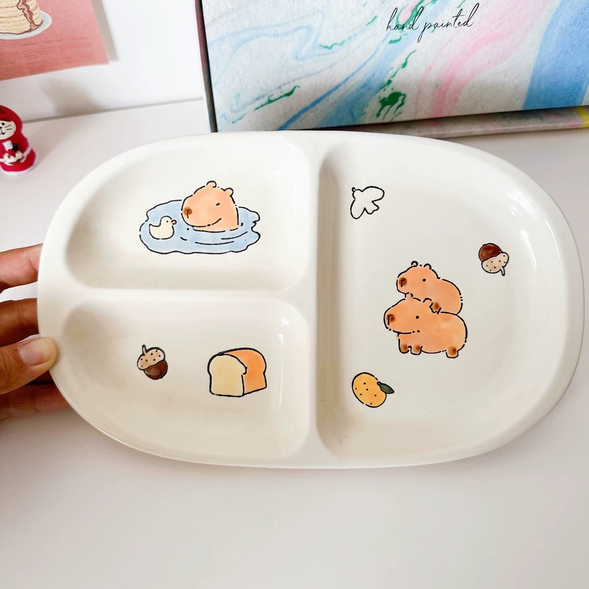 Hand-Painted Ceramic Lunch Tray (Capybara)