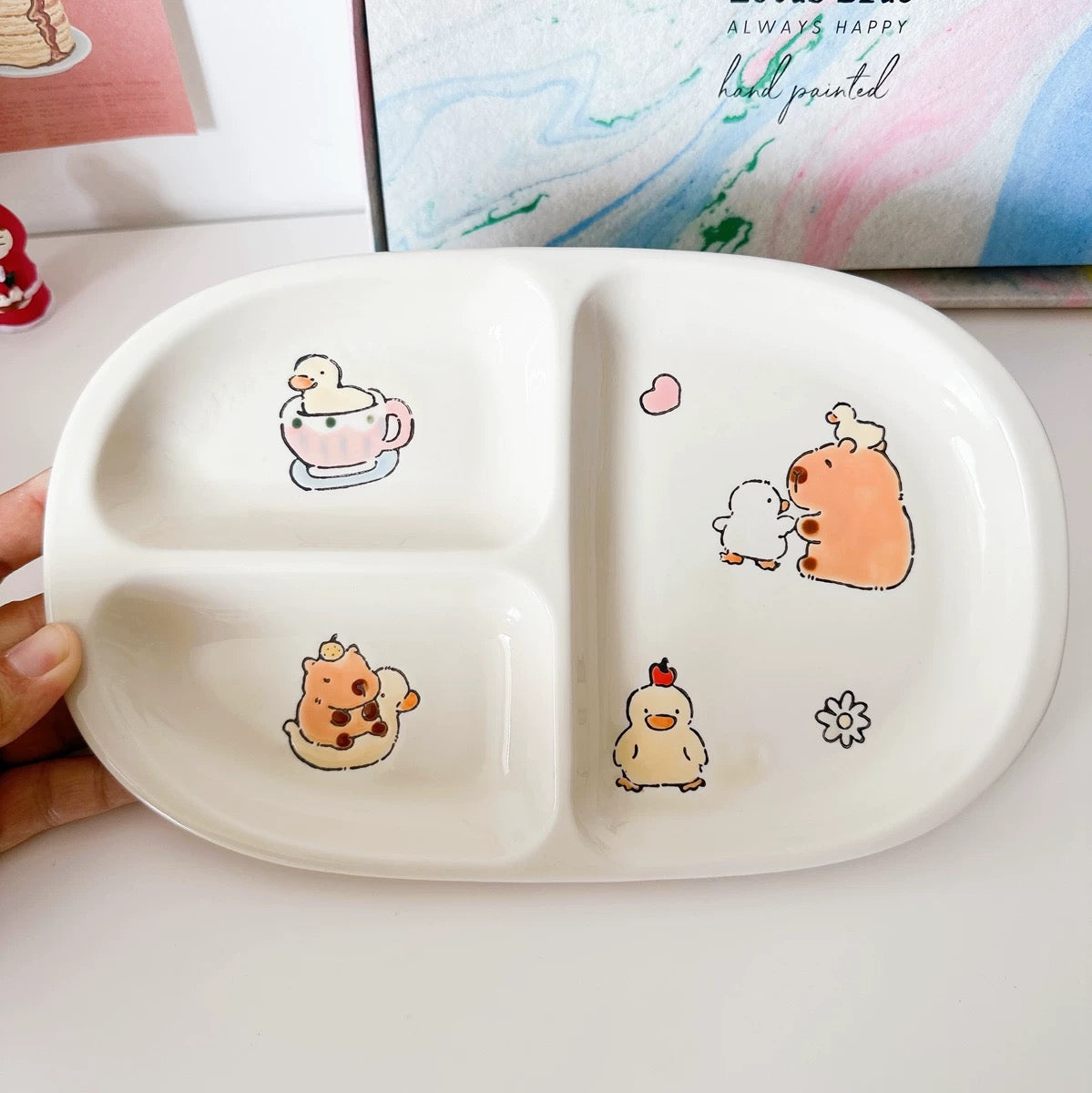 Hand-Painted Ceramic Lunch Tray (Capybara)