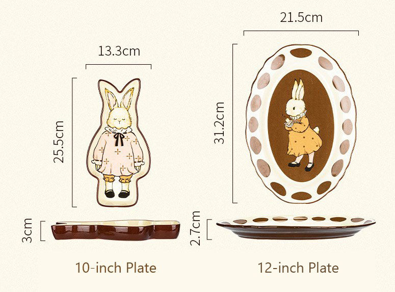 Vintage Bunny Oval Plate 12"