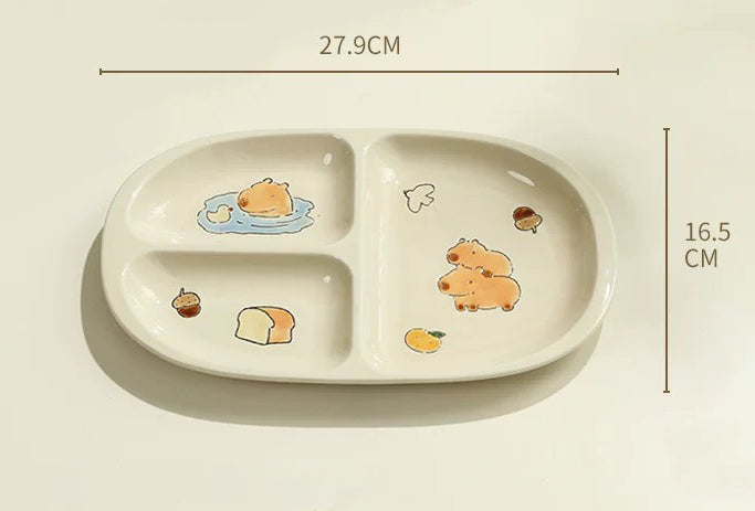 Hand-Painted Ceramic Lunch Tray (Capybara)
