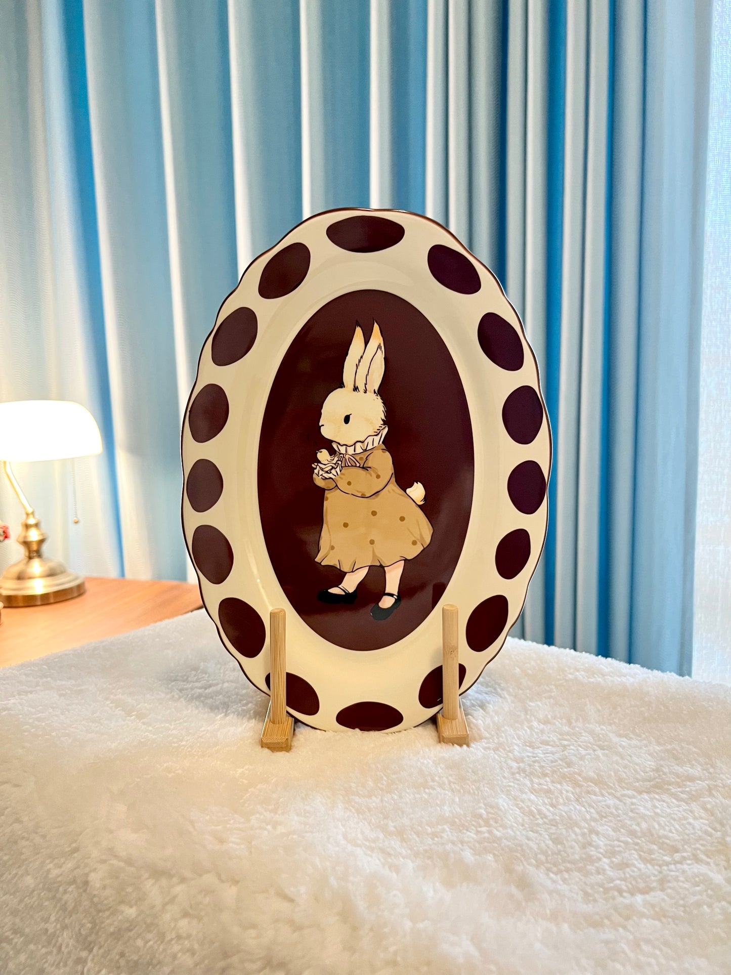 Vintage Bunny Oval Plate 12"