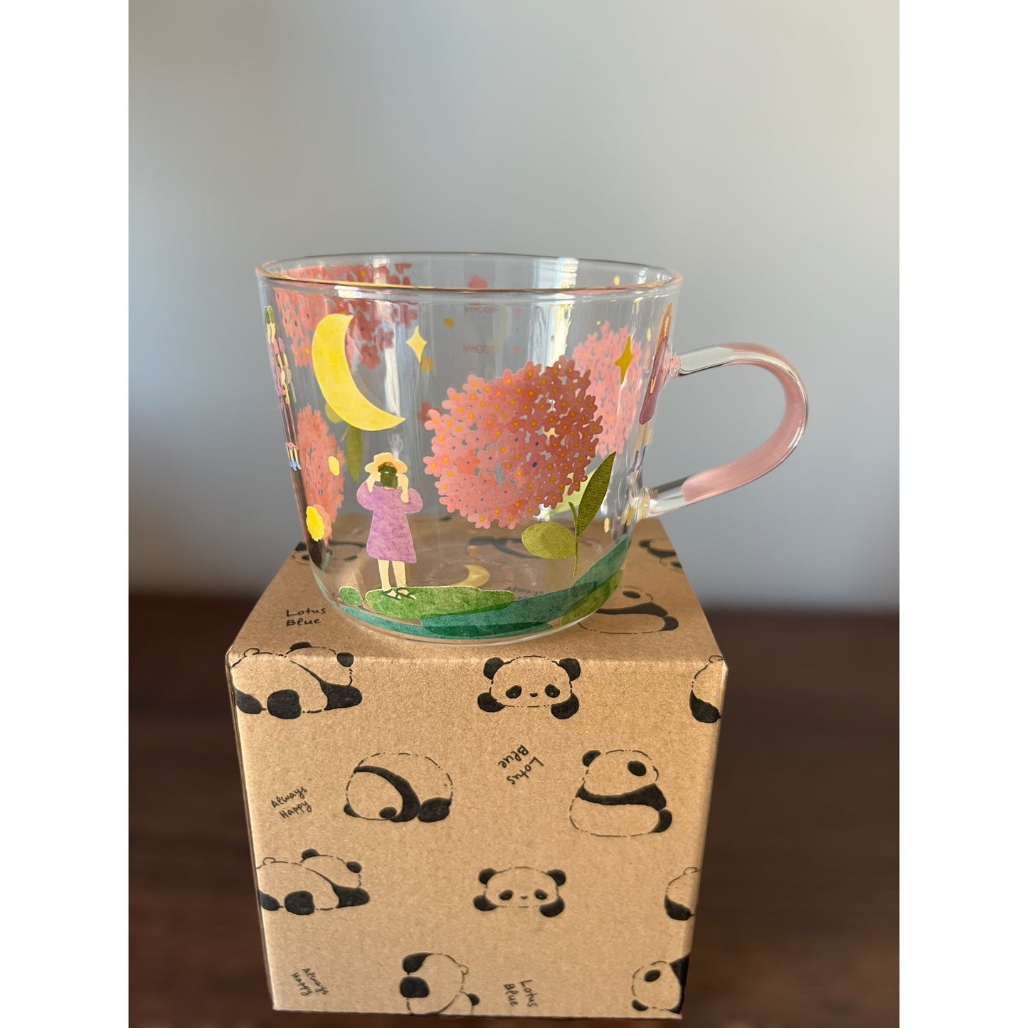 Glass Cup (Flower Pink)