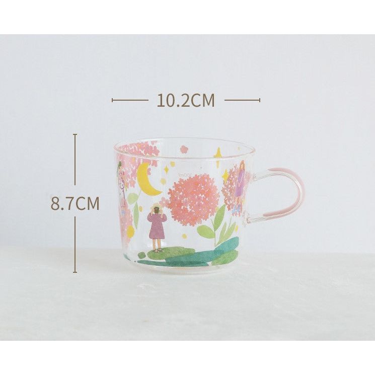 Glass Cup (Flower Pink)
