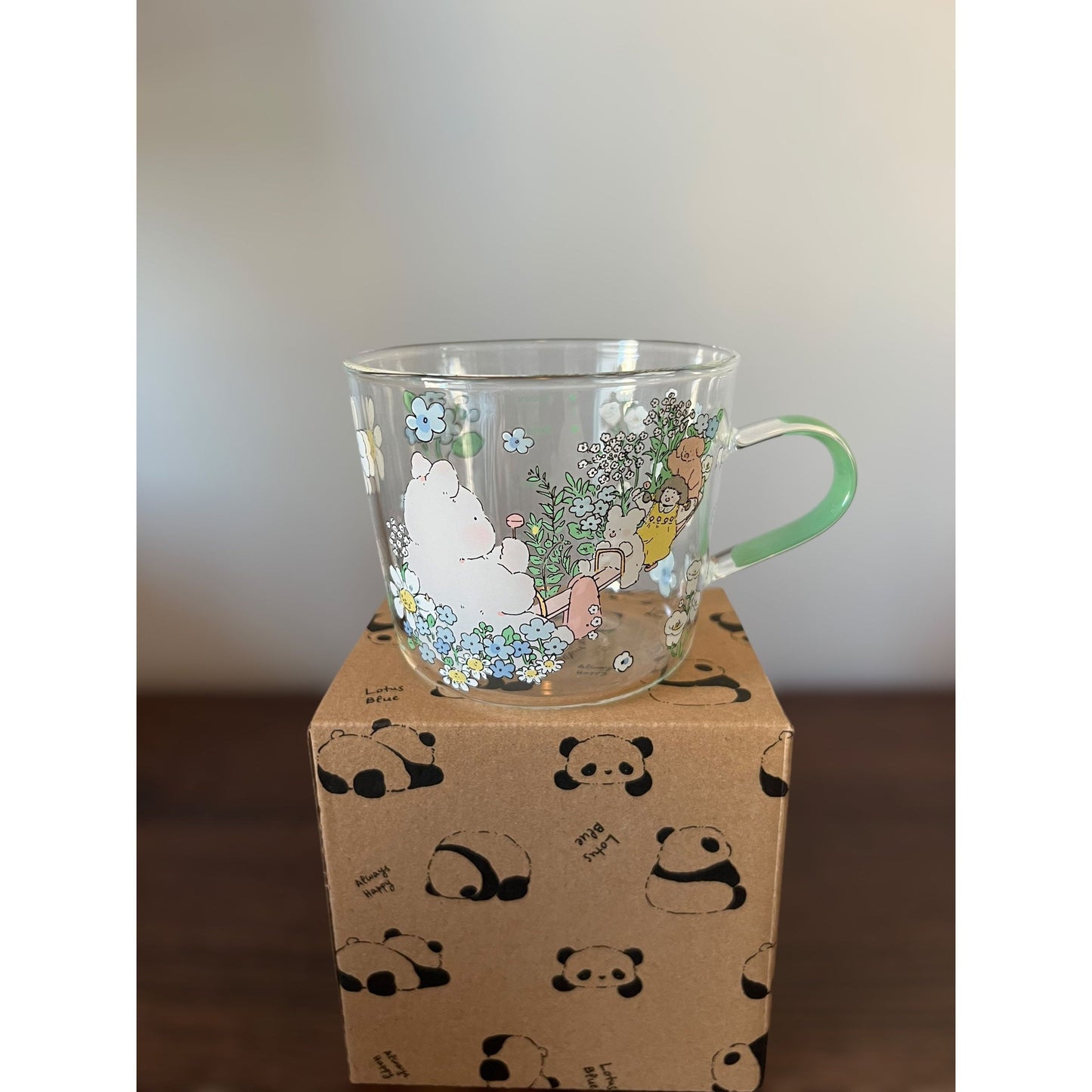 Glass Cup (Flower Green)
