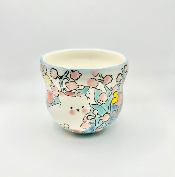 Hand-Painted Ceramic Coffee Cup (Bellflower)