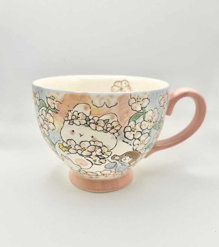 Hand-Painted Ceramic Cup (Cherry Blossom)