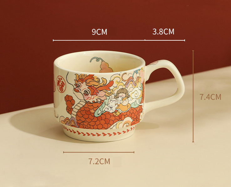 Stackable Ceramic Cup (Dragon Gourd)