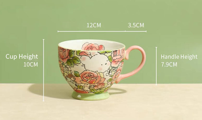 Hand-Painted Ceramic Cup (Rose Red)