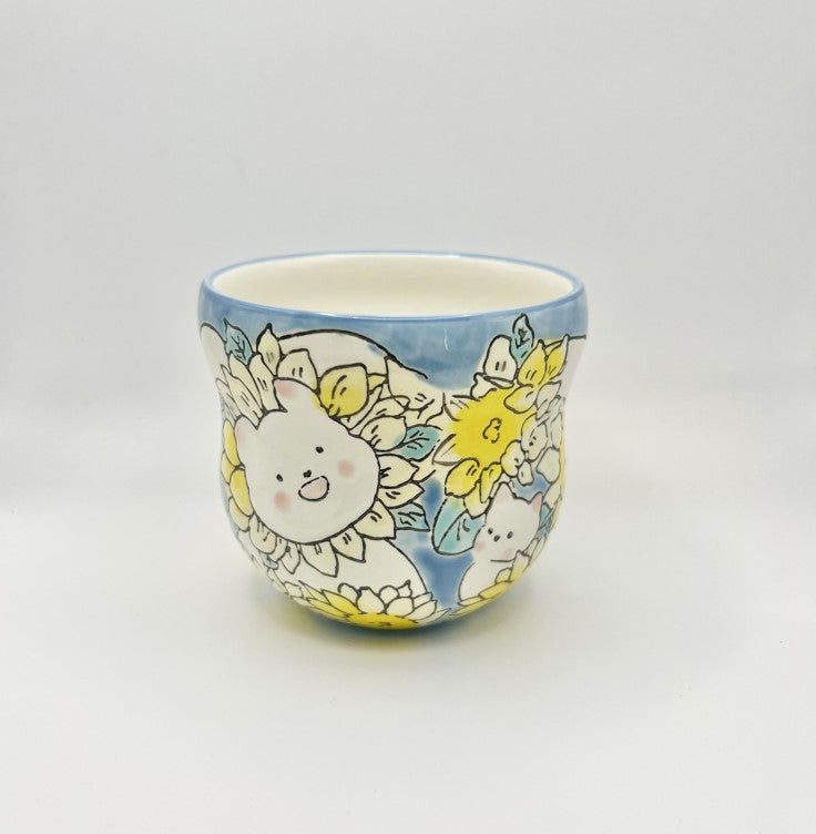 Hand-Painted Ceramic Coffee Cup (Sunflower)