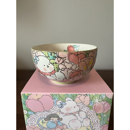 Hand-Painted Ceramic Bowl (Bunny Pink) 5"