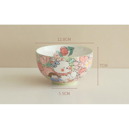 Hand-Painted Ceramic Bowl (Bunny Pink) 5"