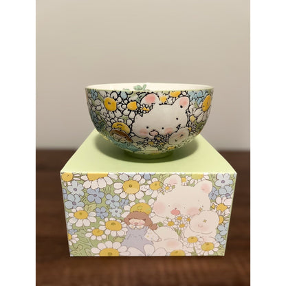 Hand-Painted Ceramic Bowl (Bunny Daisy) 5"