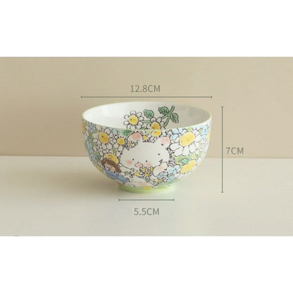 Hand-Painted Ceramic Bowl (Bunny Daisy) 5"