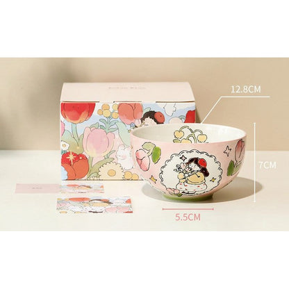 Hand-Painted Ceramic Bowl (Girl) 5"