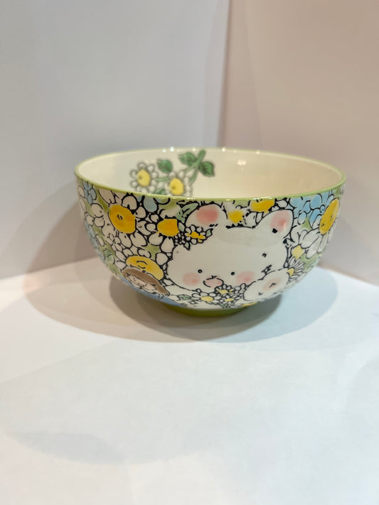 Hand-Painted Ceramic Bowl (Bunny Daisy) 5"