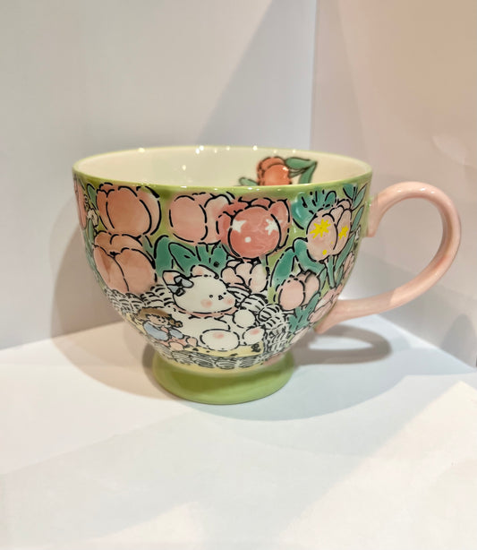 Hand-Painted Ceramic Cup (Bunny Pink)