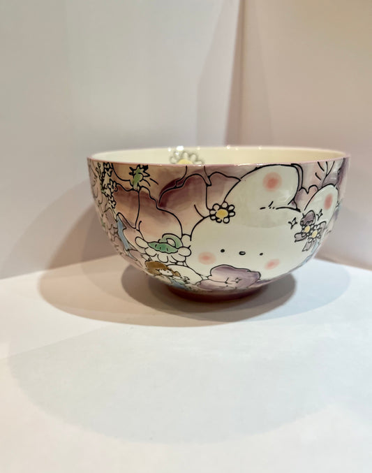 Hand-Painted Ceramic Bowl (Bunny Purple) 5"