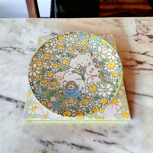 Hand-Painted Ceramic Plate (Bunny Daisy)