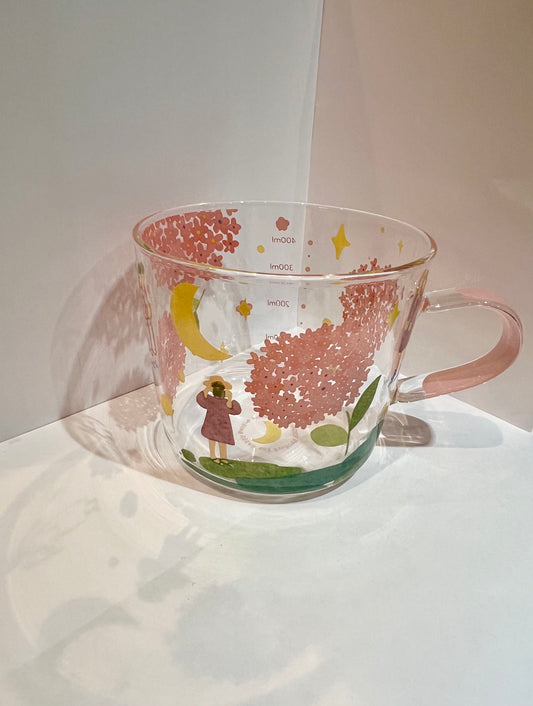 Glass Cup (Flower Pink)