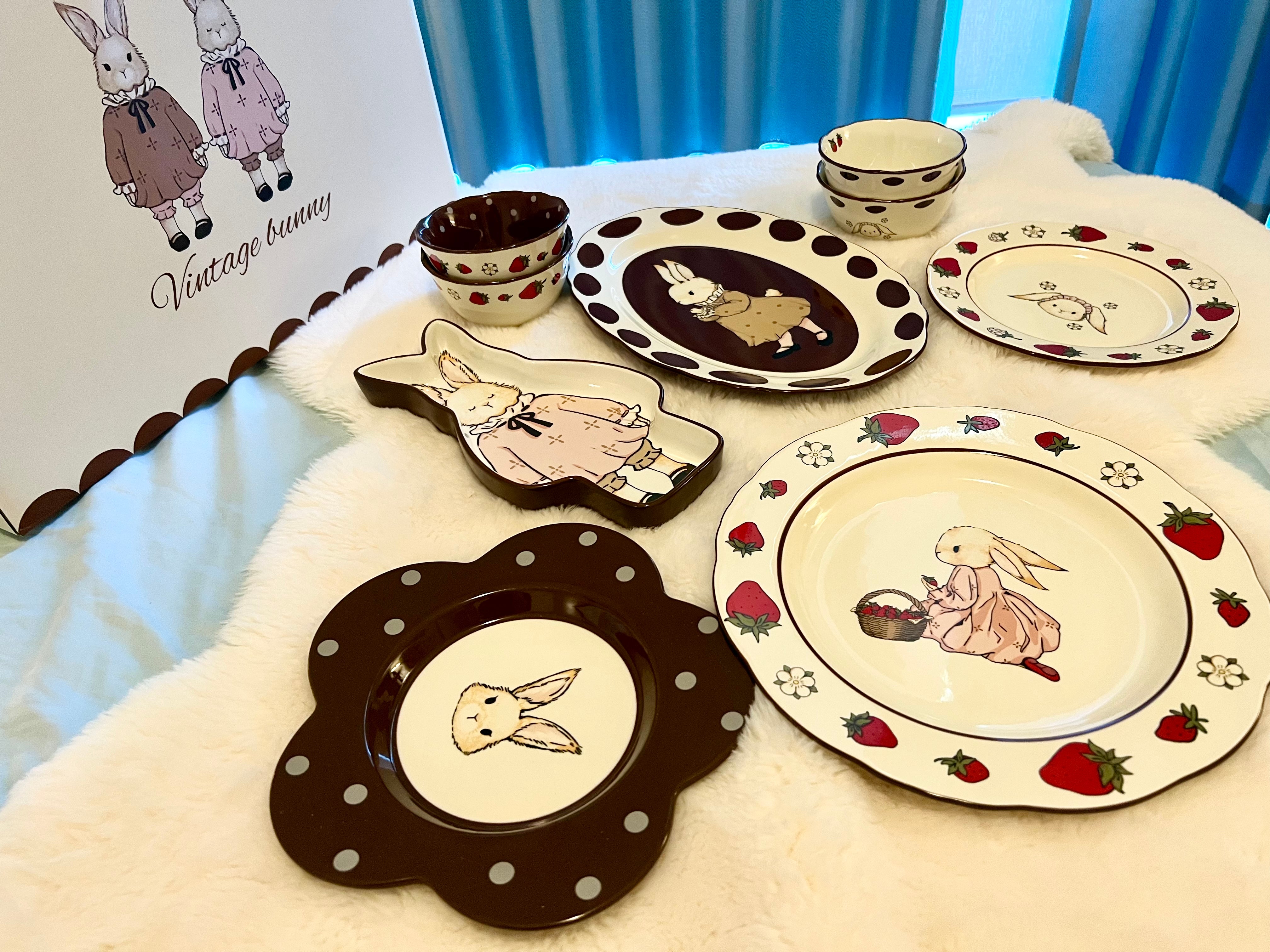 Vintage Bunny tableware set (13pcs) – Rabbit & Ribbon