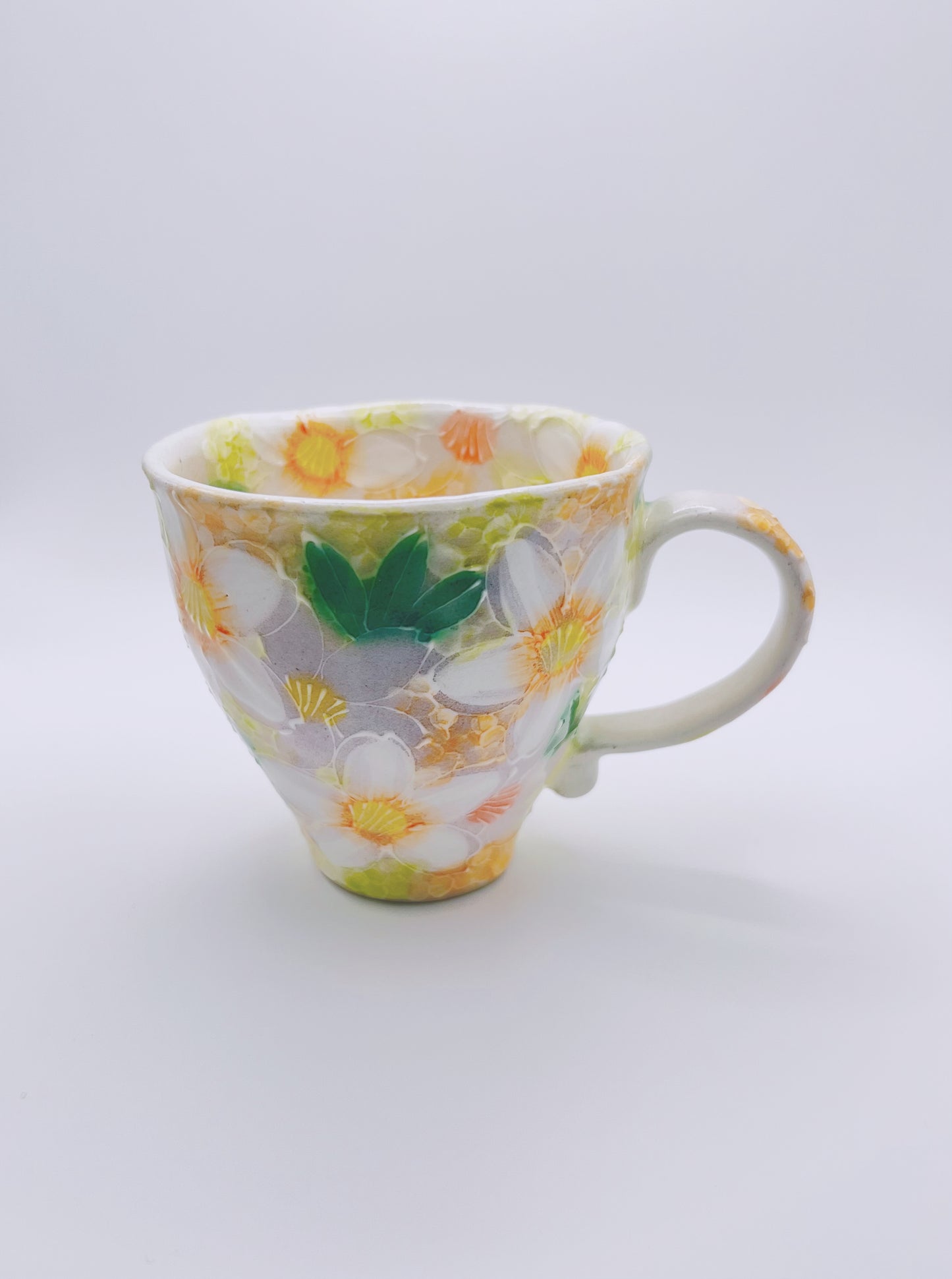 Yuzuriha Flower Mug 間取白絵花