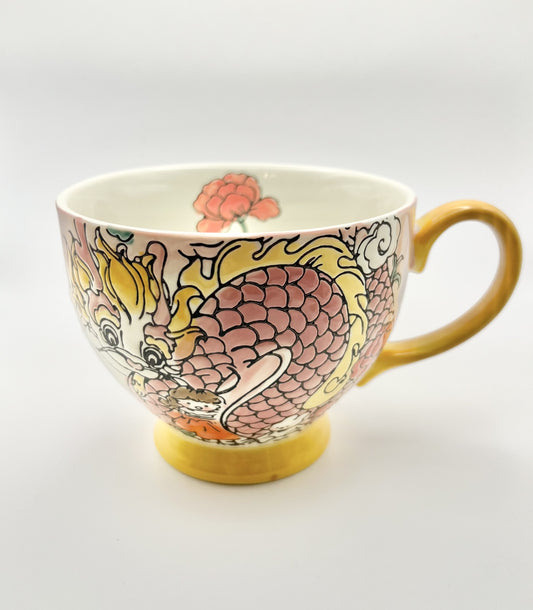 Hand-Painted Ceramic Cup (Dragon Pink)