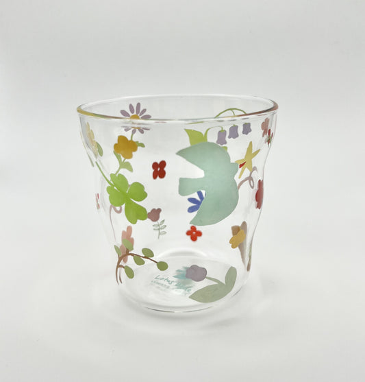 Glass Cup (Bird Flower Short)