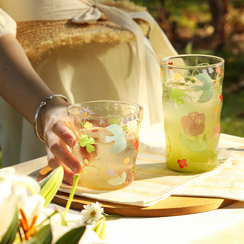 Glass Cup (Bird Flower Tall)