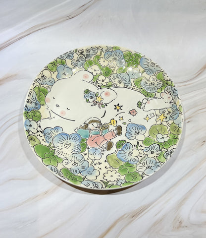 Hand-Painted Ceramic Plate (Veronica Blue)