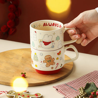 Stackable Ceramic Cup (Snowman Bunny)