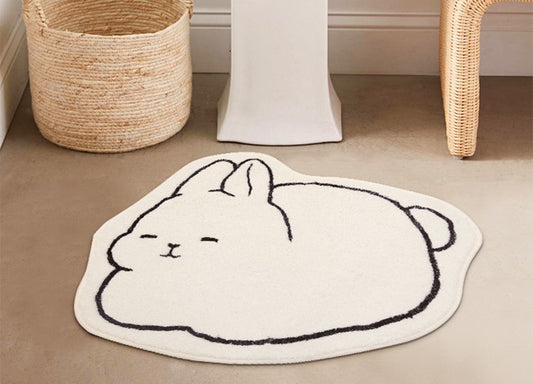 Brown And White Rabbit Mini Rug Products – Rabbit & Ribbon