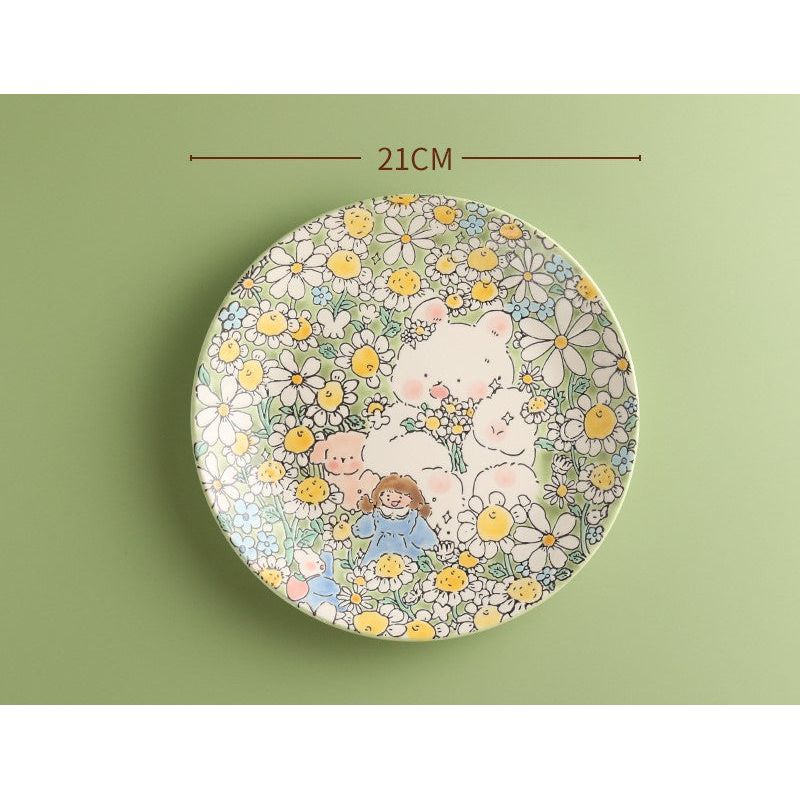 Hand-Painted Ceramic Plate (Bunny Daisy)