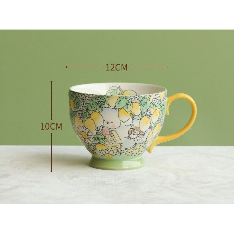 Hand-Painted Ceramic Cup (Lemon)