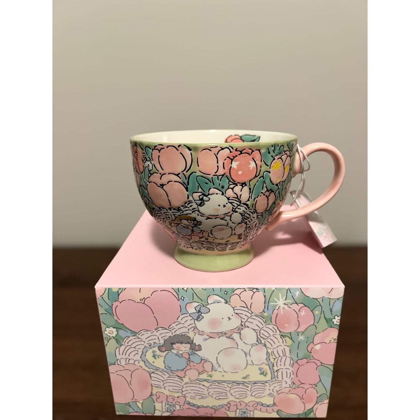 Hand-Painted Ceramic Cup (Bunny Pink)