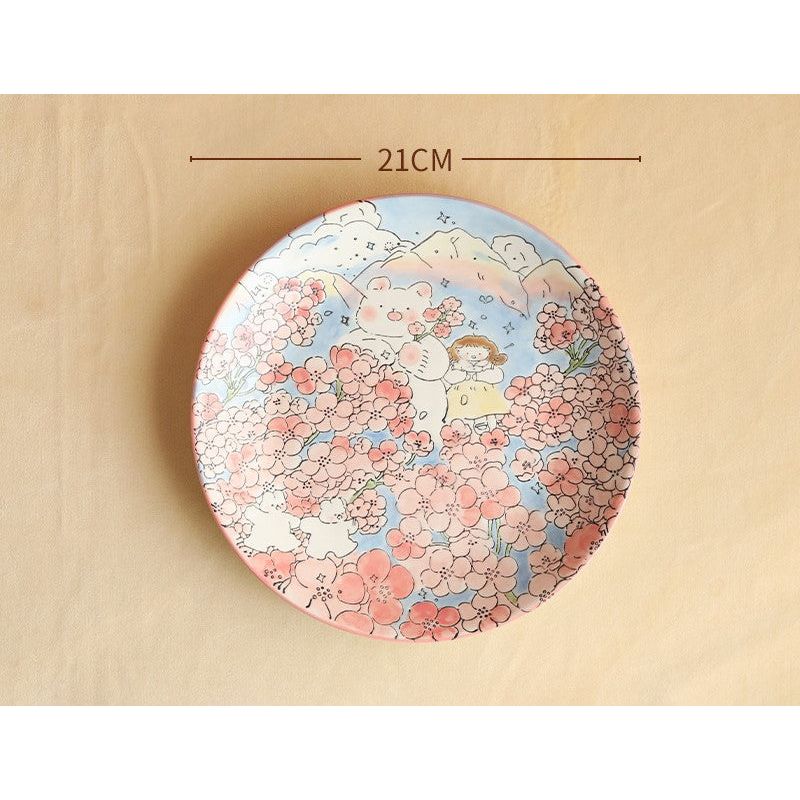 Hand-Painted Ceramic Plate (Sakura)