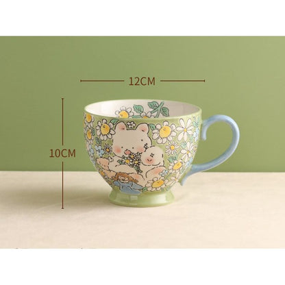 Hand-Painted Ceramic Cup (Bunny Daisy)