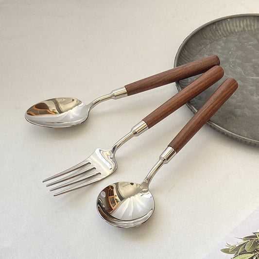 Silverware Set (304 Stainless Steel Walnut Handle)