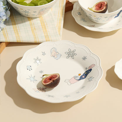 Lightweight Reinforced Porcelain Dinnerware Set (Snowflake Bunny)