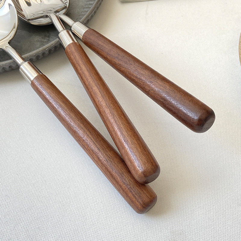 Silverware Set (304 Stainless Steel Walnut Handle)