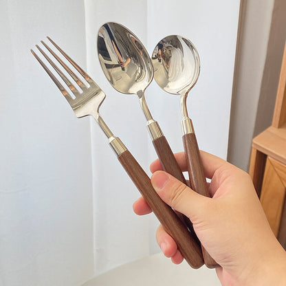 Silverware Set (304 Stainless Steel Walnut Handle)