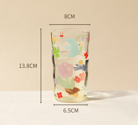 Glass Cup (Bird Flower Tall)