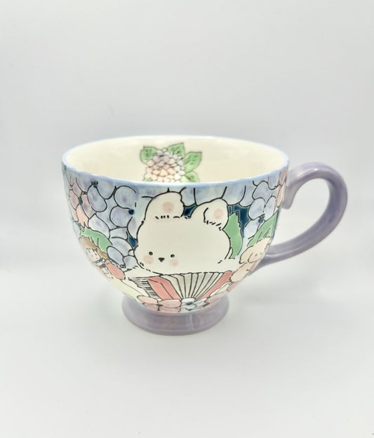 Hand-Painted Ceramic Cup (Blue Hydrangea)