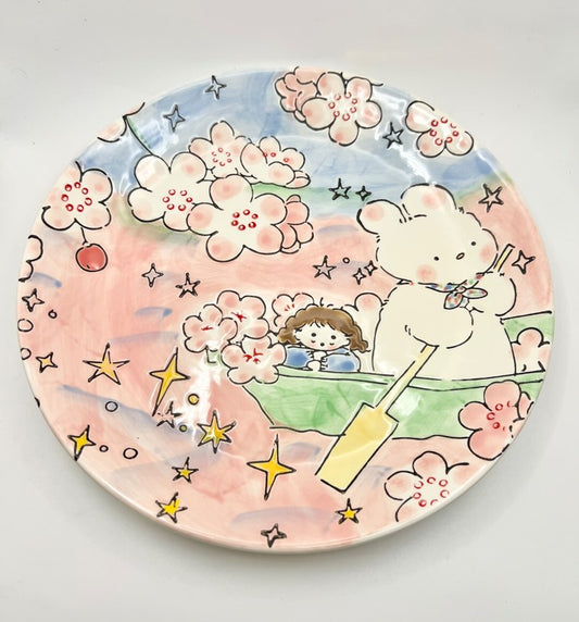 Hand-Painted Ceramic Plate (Cherry Blossom)