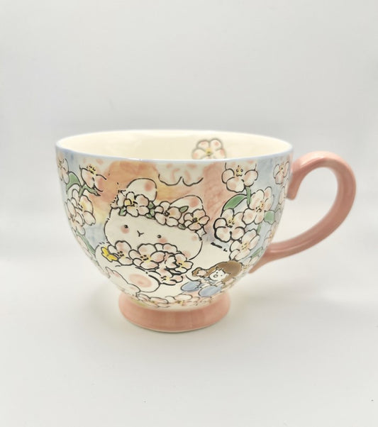 Hand-Painted Ceramic Cup (Cherry Blossom)