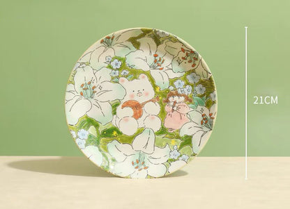 Hand-Painted Ceramic Plate (Lily Green)