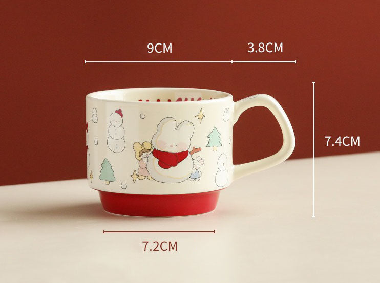 Stackable Ceramic Cup (Snowman Bunny)