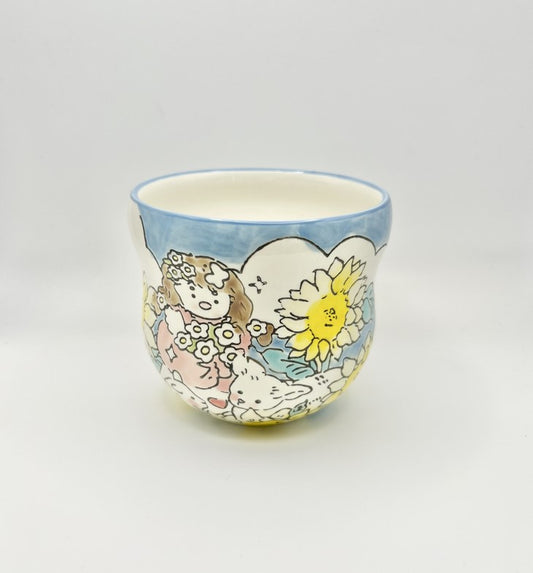 Hand-Painted Ceramic Coffee Cup (Sunflower)